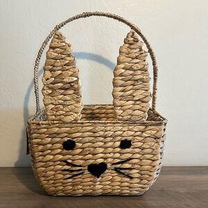 XL 20” Woven Easter Bunny Basket w/ Ears, Face & Tail Spring Holiday Decor